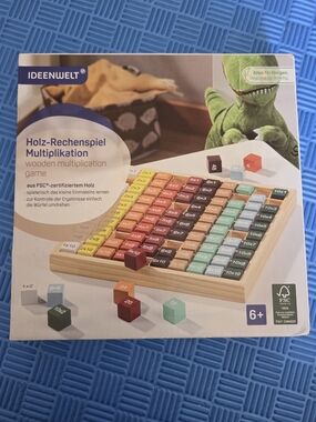 IDEENWELT Wooden Multiplication Game - Multicolor Math Board